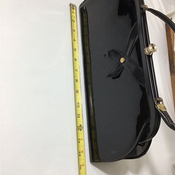 Vintage Admiral Women Patent Leather Geometrical Frame Wrist Handbag 50’s-60’s - Picture 7 of 9